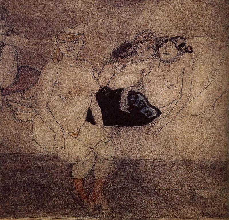 Jules Pascin Five Woman in the bed oil painting picture